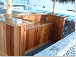 Back of tiki bar built with tik bar plans